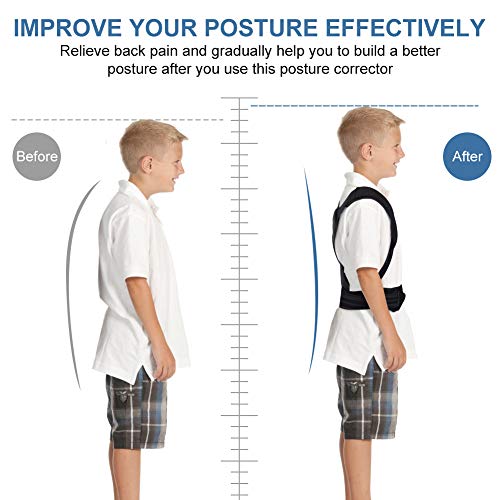 Corrector de Postura, Férulas de Espalda con Hombreras Ajustables para Adolescentes, Brindan Soporte para la Columna y Mejoran la Postura de Los Niños (S: 45-58CM)