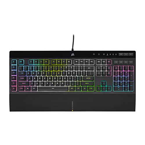 Corsair K55 RGB PRO XT Teclado para Juegos con Teclas de Membrana, Retroiluminación RGB Dinámica, 6 Teclas Macro con Integración el Software Elgato, Resistencia al Polvo y los Derrames, QWERTY, Negro