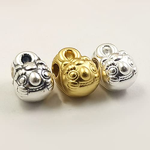 Cosaike Perlas Espaciador Plata Esterlina 1Pc Tiger Beads Fabricación Joyas Pixiu Charms Beads Antique Silver Metal Spacer Beads DIY Crafts Pulseras Hacer Accesorios Amuleto,Plata,Tiger 1