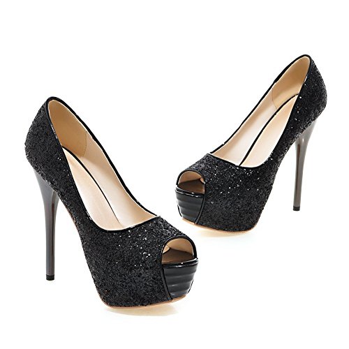 CosyFever Zapatos de Tacón Aguja Bajo Conde Noche Confort Fashion DC63 para Mujeres Negro - 38 EU