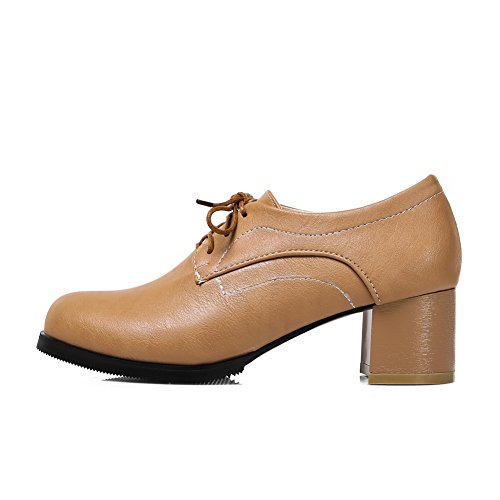 CosyFever Zapatos Oxford Chunky Bajo conCerrado con Cordones Ata para Arriba DC39 para Mujeres Albaricoque - 37 EU