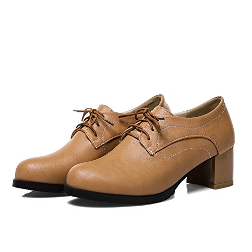 CosyFever Zapatos Oxford Chunky Bajo conCerrado con Cordones Ata para Arriba DC39 para Mujeres Albaricoque - 37 EU