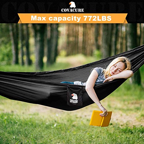 COVACURE Camping Hamaca con Mosquitero, Doble Portátiles al Aire Libre Ligero Hamaca de Nylon para Camping Excursiones de Senderismo Viajes y Jardín - 350kg de Capacidad de Carga