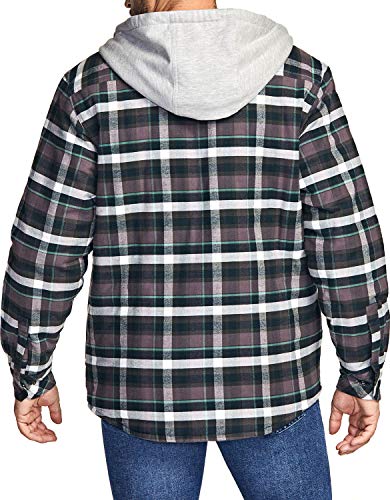 CQR Chaqueta de franela con capucha para hombre, acolchada, con forro