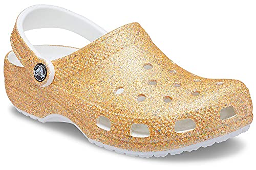 Crocs Men's Women's Classic Sparkly Clog | Metallic and Shoes, Obstruccin Unisex Adulto, Naranja Sorbet Glitter, 45/49 EU