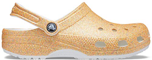 Crocs Men's Women's Classic Sparkly Clog | Metallic and Shoes, Obstruccin Unisex Adulto, Naranja Sorbet Glitter, 45/49 EU