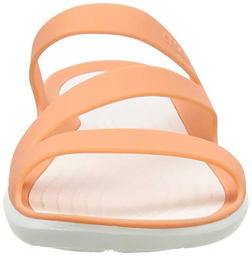 Crocs Swiftwater Sandal Women, Sandalias de Punta Descubierta para Mujer, Naranja (Grapefruit/White 82q), 37/38 EU