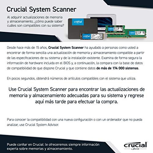 Crucial BX500 480 GB CT480BX500SSD1 Unidad interna de estado sólido, hasta 540 MB/s (3D NAND, SATA, 2.5 Pulgadas)