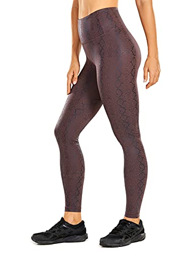 CRZ YOGA Mujer Cuero Sintética Leggings Deportivos Pantalón Elásticos Cintura Alta -71cm Serpiente Morado Taupe 44