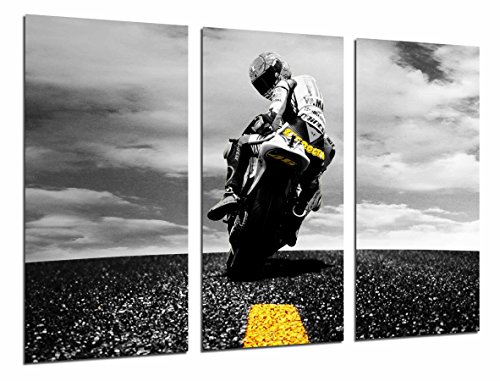 Cuadro Fotográfico Moto de Carretera, Motorista, Amarillo Tamaño total: 97 x 62 cm XXL