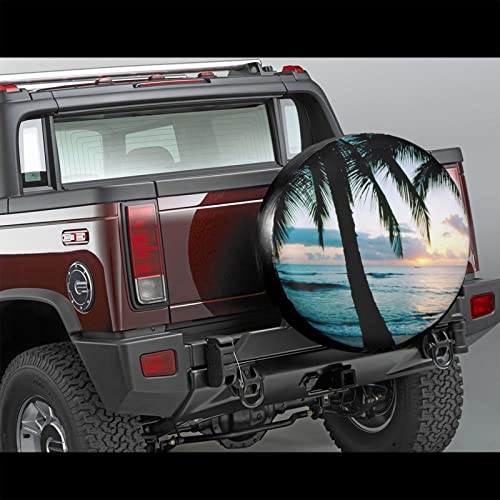 Cubierta de neumático de repuesto de Palm Tree Beach para rueda de repuesto para rv Suv, cubierta de neumático de repuesto para camión, remolque, universal, apto para 15 pulgadas personalizado