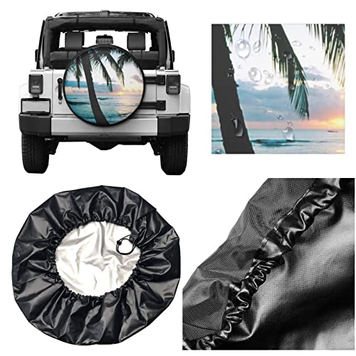 Cubierta de neumático de repuesto de Palm Tree Beach para rueda de repuesto para rv Suv, cubierta de neumático de repuesto para camión, remolque, universal, apto para 15 pulgadas personalizado