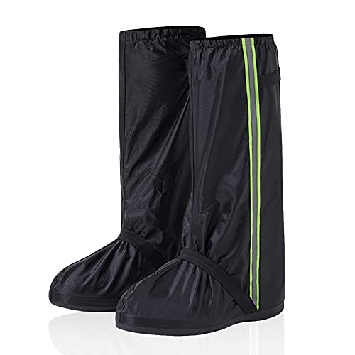 Cubrezapatos impermeable, Cubrezapatos Cubre botas de lluvia impermeable con suela antideslizante y correas reflectantes, para hombres y mujeres Chanclos para caminar Viajar (negro,2XL: 43-44)