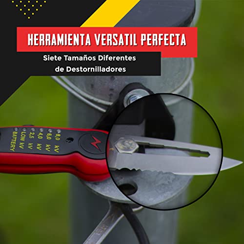 Cuchillo Agrícola y Tester Probador Corriente para Cercas Eléctricas Boundary Blade – Detector de Voltaje con Indicadores de Rango y Destornillador