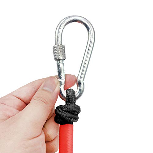 Cuerda – 20m de Largo, 6mm / 8mm de Diámetro - Cuerda de Tejiendo con 2 Mosquetón, 150kg / 250kg Multiusos Cuerda de Pesca para Usos al Aire Libre, Camping Rescate Incendios (8mm de Diámetro, Negro)