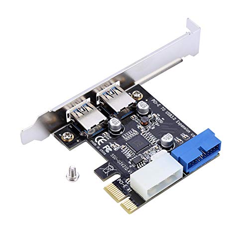 Cuifati Adaptador de Tarjeta de expansión PCI-E x1 a USB 3.0 con Interfaz Frontal de 19 Pines Compatible con Windows XP 32/64, Windows 7 32/64, Windows8, Windows8.1, Windows10