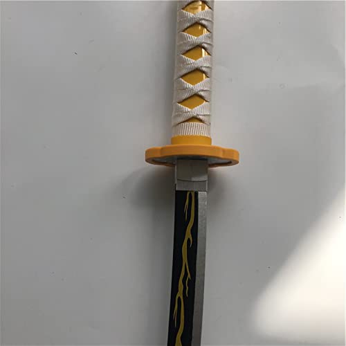 CXZD Juguete Katana No Filo 1: 1 Cosplay Kimetsu Demonio Slayer Agatsuma Cosplay Sword Anime Ninja Cuchillo Juguete de Madera 80 cm Juguete Decoración Funcionamiento apoya