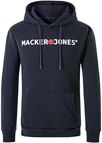 DAFENP Sudaderas Hombres con Capucha Forrado Caliente Sudadera Deportivo Invierno Hoodie Manga Larga Cordón con Bolsillo WY71055M-DarkBlue-S