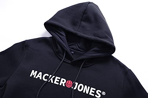 DAFENP Sudaderas Hombres con Capucha Forrado Caliente Sudadera Deportivo Invierno Hoodie Manga Larga Cordón con Bolsillo WY71055M-DarkBlue-S