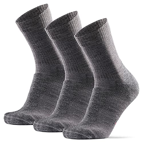 DANISH ENDURANCE Calcetines Ligeros de Senderismo y Trekking de Lana Merino 3 pares (Gris, EU 43-47)