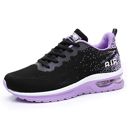 Dannto Zapatos Deporte Mujer Zapatillas Deportivas Correr Gimnasio Casual Zapatos para Caminar Mesh Running Transpirable Aumentar Más Altos Sneakers (Morado-C,36)