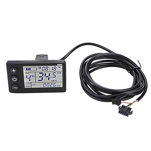 DAUERHAFT Controlador de Instrumentos LCD Duradero para Bicicleta de montaña, medidor de luz de Fondo, Peso Ligero, para manillares de 22,5 mm / 0,9 Pulgadas((36V/48V 250W/350W))