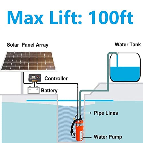 DCHOUSE Solar Pozo Bomba Kit, 12V Solar Agua Bomba+150W Solar Panel Kit + 20A Carga Controlador, Pozo, Riego, llenado Agua Tanque, Entrega en 2 Paquetes