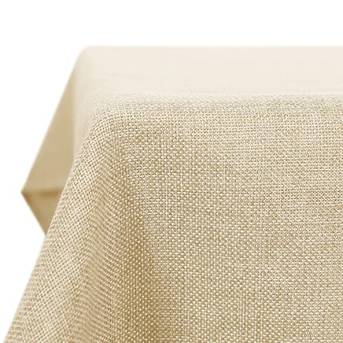 Deconovo Mantel de Mesa Cuadrado Efecto Lino 130 x 130 cm Beige