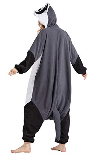 DELEY Unisex Adultos Enterizo de Pijamas Tejón Americano Ropa de Dormir con Capucha de Cosplay de Anime Carnaval Halloween