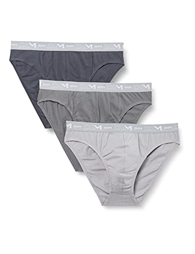 Dim Coton Stretch Slip x3 Ropa Interior, Acero/Gris Oscuro/Gris Granito, M (Pack de 3) para Hombre