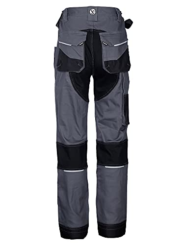 DINOZAVR Flex Pantalones de Trabajo elásticos Estilo Cargo para Hombre - Resistentes, con Bolsillos multifuncionales para Rodilleras y Franjas Reflectantes - Gris - EU46