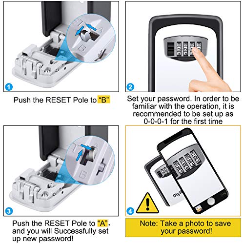 Diyife Caja de Seguridad para Llaves, [Versión Actualizada] [Montado en la pared] Caja Fuerte de Combinación al aire Libre a Prueba de Agua para el Hogar Garaje Escuela Llaves de Repuesto para la Casa