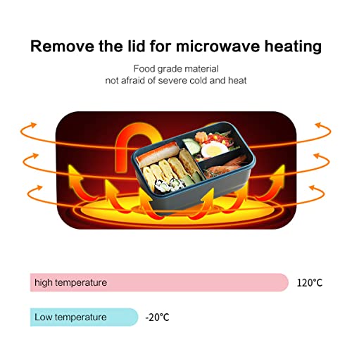 Dolinvo Fiambrera con Cubiertos Caja de Almuerzo Rectangular Gran Capacidad con 3 Compartimentos para Microondas Lavavajillas Lonchera Comida Trabajo Plástico PP - Amarillo 1400ml