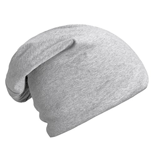 DonDon Hombre Jersey Gorro para todo el año clásico flexible gorro transpirable suave y adaptable a cualquier talla de cabeza - Gris claro