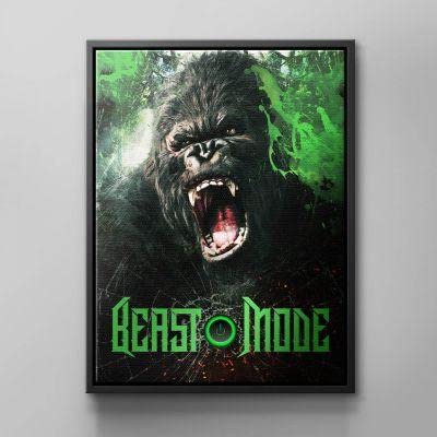 DOTCOMCANVAS® Mural motivation zitat gorila Animal jungla verde y negro Beast Mode Gorila Mode Gorilla Tamaño 40 x 30 cm Color Blanco