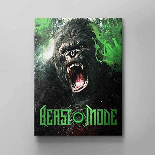 DOTCOMCANVAS® Mural motivation zitat gorila Animal jungla verde y negro Beast Mode Gorila Mode Gorilla Tamaño 40 x 30 cm Color Blanco