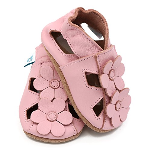 Dotty Fish Sandals, Sandalias de Suela Suave Unisex bebé, Pink Flower Sandal, 6 12 Meses EU