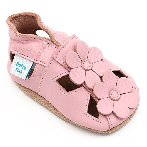 Dotty Fish Sandals, Sandalias de Suela Suave Unisex bebé, Pink Flower Sandal, 6 12 Meses EU