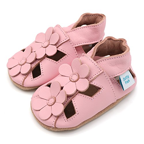 Dotty Fish Sandals, Sandalias de Suela Suave Unisex bebé, Pink Flower Sandal, 6 12 Meses EU