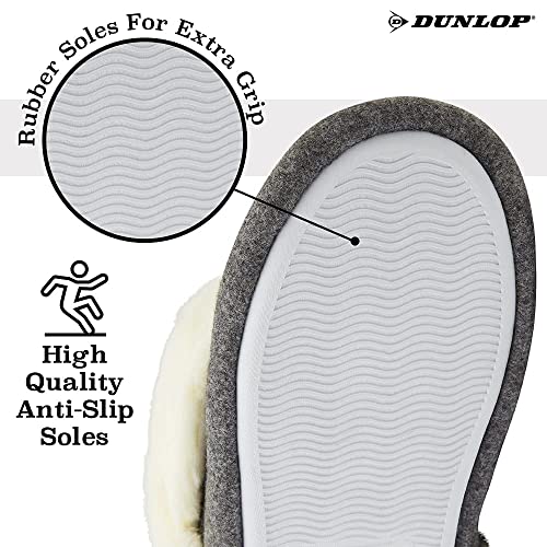 Dunlop Zapatillas Casa Mujer Altas, Pantuflas Mujer Forro Polar Suave, Zapatillas Bota Mujer con Suela Antideslizante, Regalos para Mujer y Chica Adolescente (37 EU, Gris Oscuro, Numeric_37)