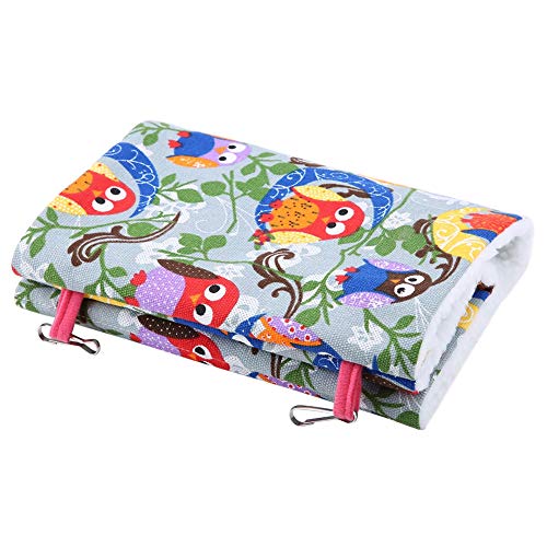 Duokon Parrot Hammock Pet Birds Bed House Fuzzy Peluche de Invierno cálido Suave Nido Juguete Colgante Tienda de campaña Jaula Columpio (Luna de búho)