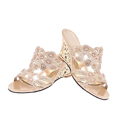 DZQQ Sandalias de Mujer 2021 Sandalias de tacón Alto de Moda de Verano Zapatos Casuales de Cristal para Mujer Zapatillas de tacón Alto con Diamantes de imitación