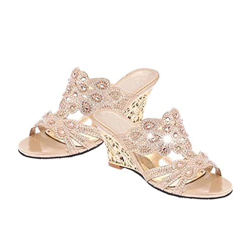 DZQQ Sandalias de Mujer 2021 Sandalias de tacón Alto de Moda de Verano Zapatos Casuales de Cristal para Mujer Zapatillas de tacón Alto con Diamantes de imitación