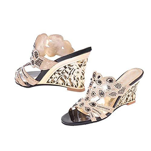 DZQQ Sandalias de Mujer 2021 Sandalias de tacón Alto de Moda de Verano Zapatos Casuales de Cristal para Mujer Zapatillas de tacón Alto con Diamantes de imitación