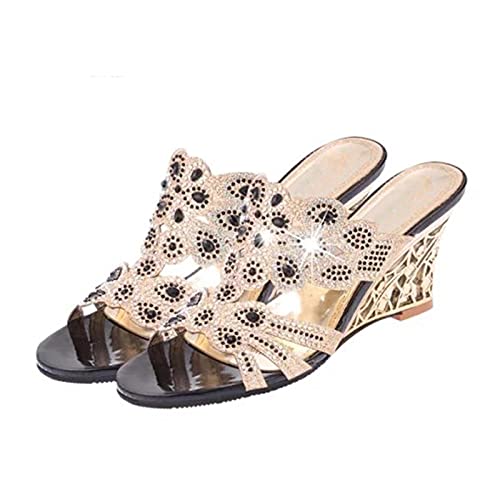 DZQQ Sandalias de Mujer 2021 Sandalias de tacón Alto de Moda de Verano Zapatos Casuales de Cristal para Mujer Zapatillas de tacón Alto con Diamantes de imitación