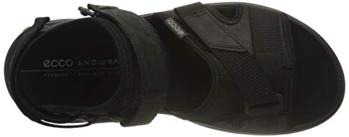 ECCO Exowrap, Sandal Plana Hombre, Negro Y Negro, 43 EU