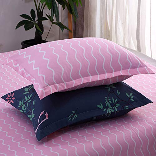 ED-Lumos Funda nórdica Microfibra Juego de Ropa de Cama ４Piezas Poliéster para Cama 90cm Funda de edredón 150x200cm Sábana encimera 200x230cm Funda de Almohada 48x74cm Poliéster Flamenco Azul Oscuro