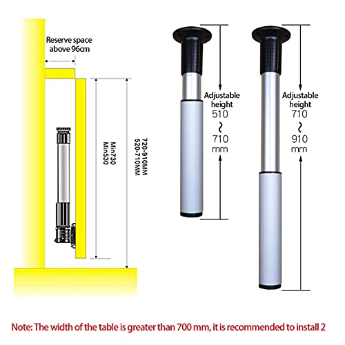EEUK Patas Plegables Mesa Camper, Extensibles Patas de Mesa Plegable de Altura Ajustable Patas de Soporte de aleación de Aluminio telescópicas Invisibles multifunción(Size:1PCS,Color:71 to 91cm)