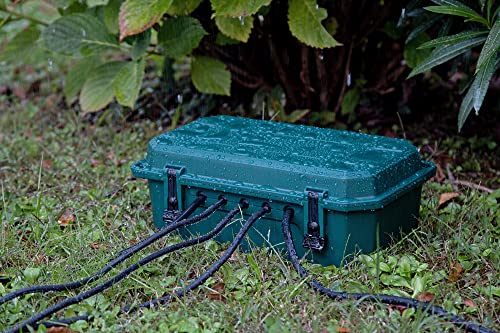 Electraline 300180 Caja de protección para conexiones eléctricas exteriores impermeable con protección IP54 con 5 salidas de cables (de 7,5 mm a 12,4 mm), Dimensión 390x228x138 mm