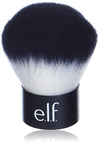 e.l.f, Kabuki Face Brush, Synthetic Haired, Versatile, Compact, Applies Bronzer, Powder, or Highlighter, Soft, Absorbent, Wet or Dry Product, Compact, Travel-Size, 0.64 Oz, Black, I0093806